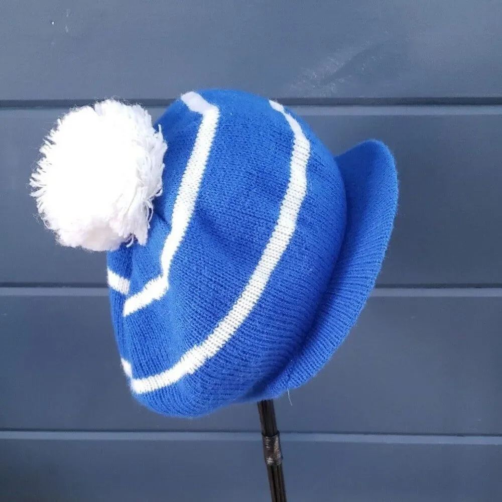 80s Blue and White Striped Hat‎ - Picture 3 of 5